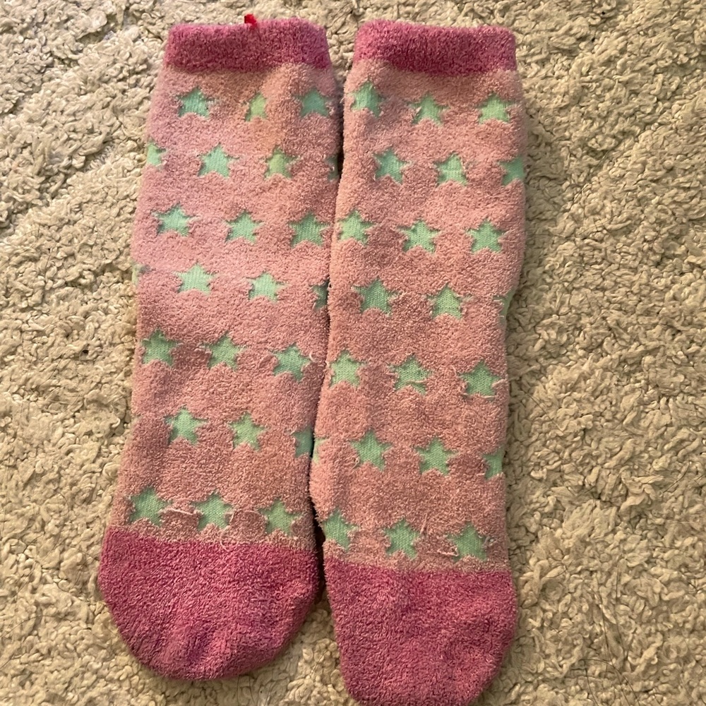 socks, pink and blue